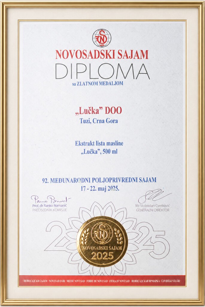 Diploma Lučka Olive – Novosadski sajam 2025